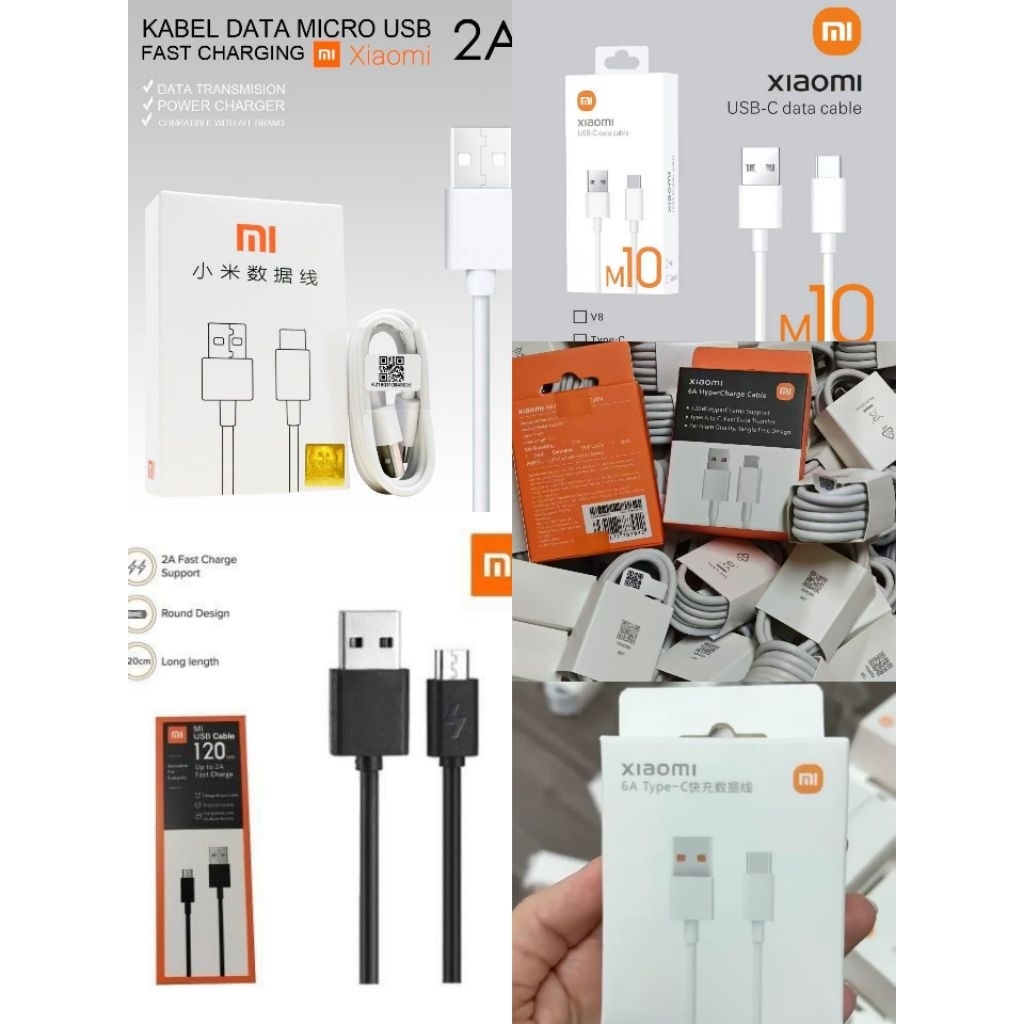 KABEL DATA XIAOMI CABUTAN MI 10 MI 120 6A HYPERCHARGER 6A TYPE C MI M10 MI 2A MI 9