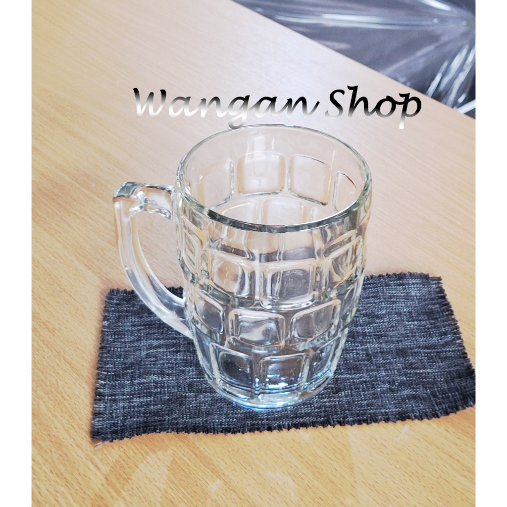 Gelas Jumbo Kaca Tebal Gelas Besar Motif Kotak Per 1 pcs