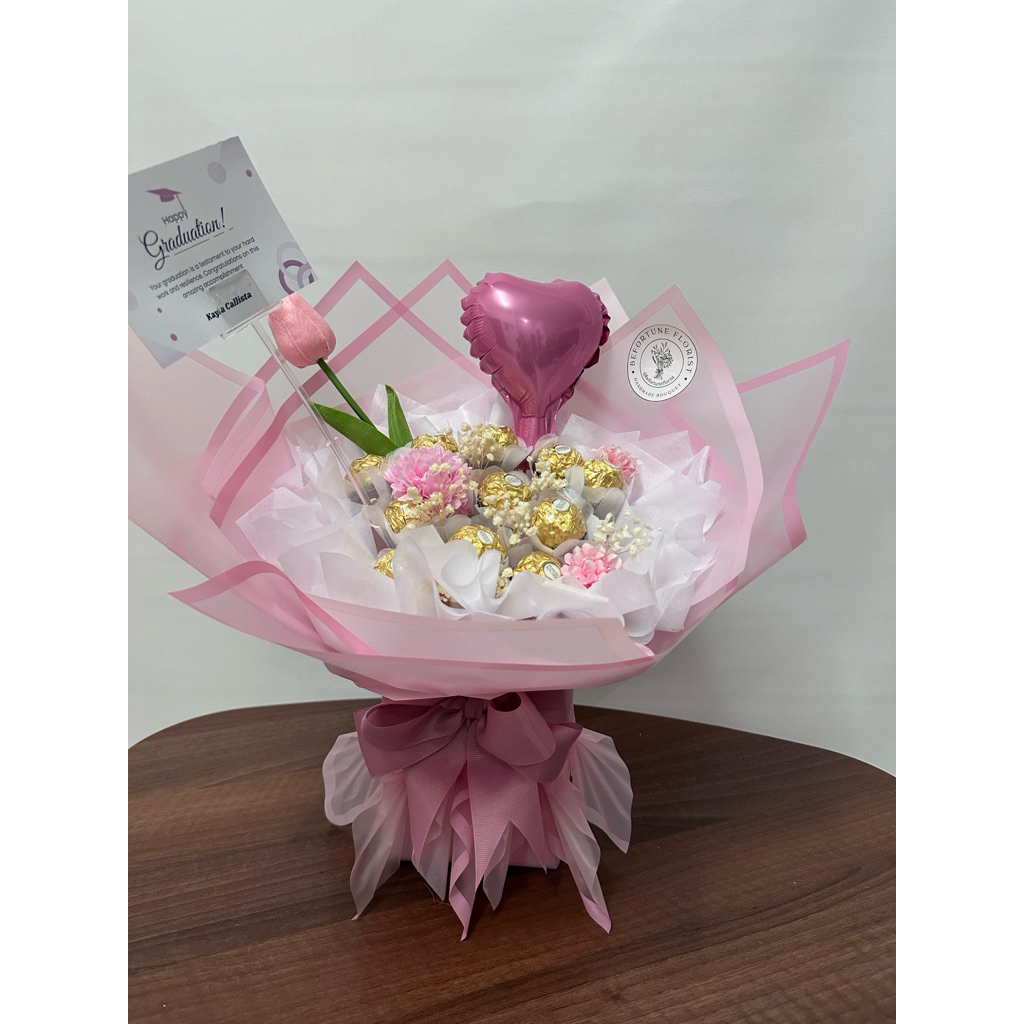 Bouquet Bunga Mix Balon Hati Ulang Tahun Anak Wanita Bouquet  Wanita Hadiah Ulang Tahun Befortune Fl