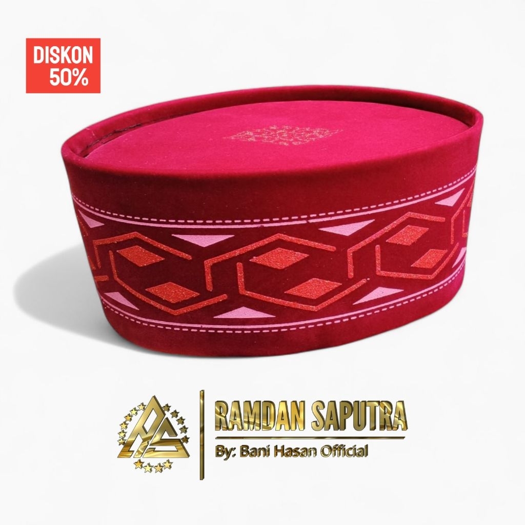 AMANU songkok Batik merah maroon 3D non AC premium dewasa / peci batik merah marun SM original dewas