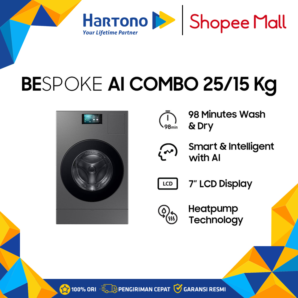 Samsung 25/15 Kg Mesin Cuci Bespoke AI Front Load Washer & Dryer WD25DB8995BZSE