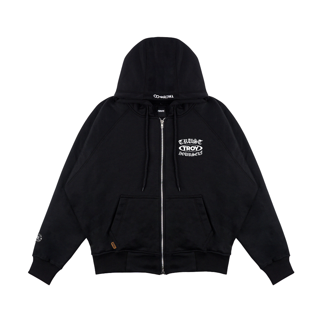 Troy Company Hoodie Boxy Double Slider Zip Black Trust You - Hoodie Zipper Hitam ZDSH 3381