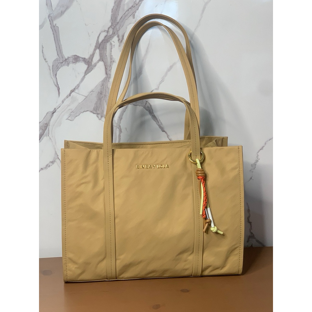 BYL Large tan nylon shopper bag