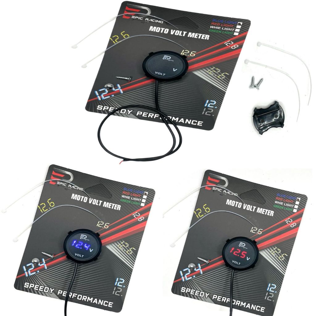 Digital Voltmeter bulat Pengukur Aki Bulat LED Universal Motor