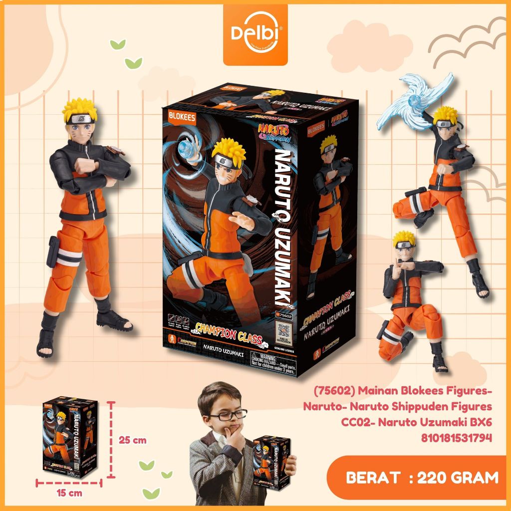 (75602) Mainan Blokees Figures- Naruto- Naruto Shippuden Figures CC02- Naruto Uzumaki