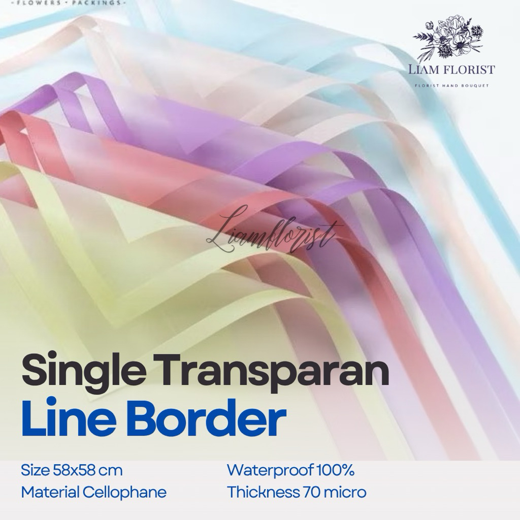 SINGLE TRANSPARENT LINE BORDER Flower Wrapping Paper/ Flower Wrapping Paper Double Border Matte Film