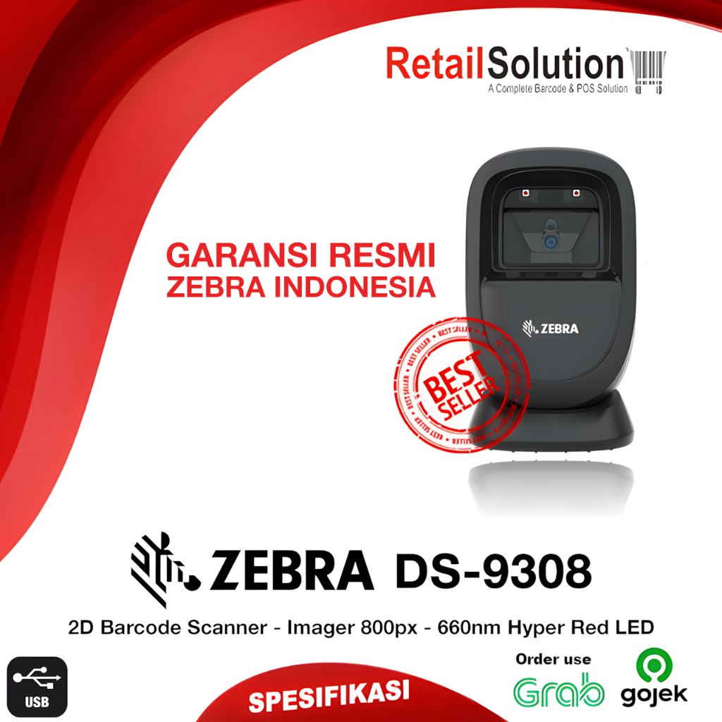 Barcode Scanner USB 2D QR Code Zebra DS9308 / DS-9308 / DS 9308
