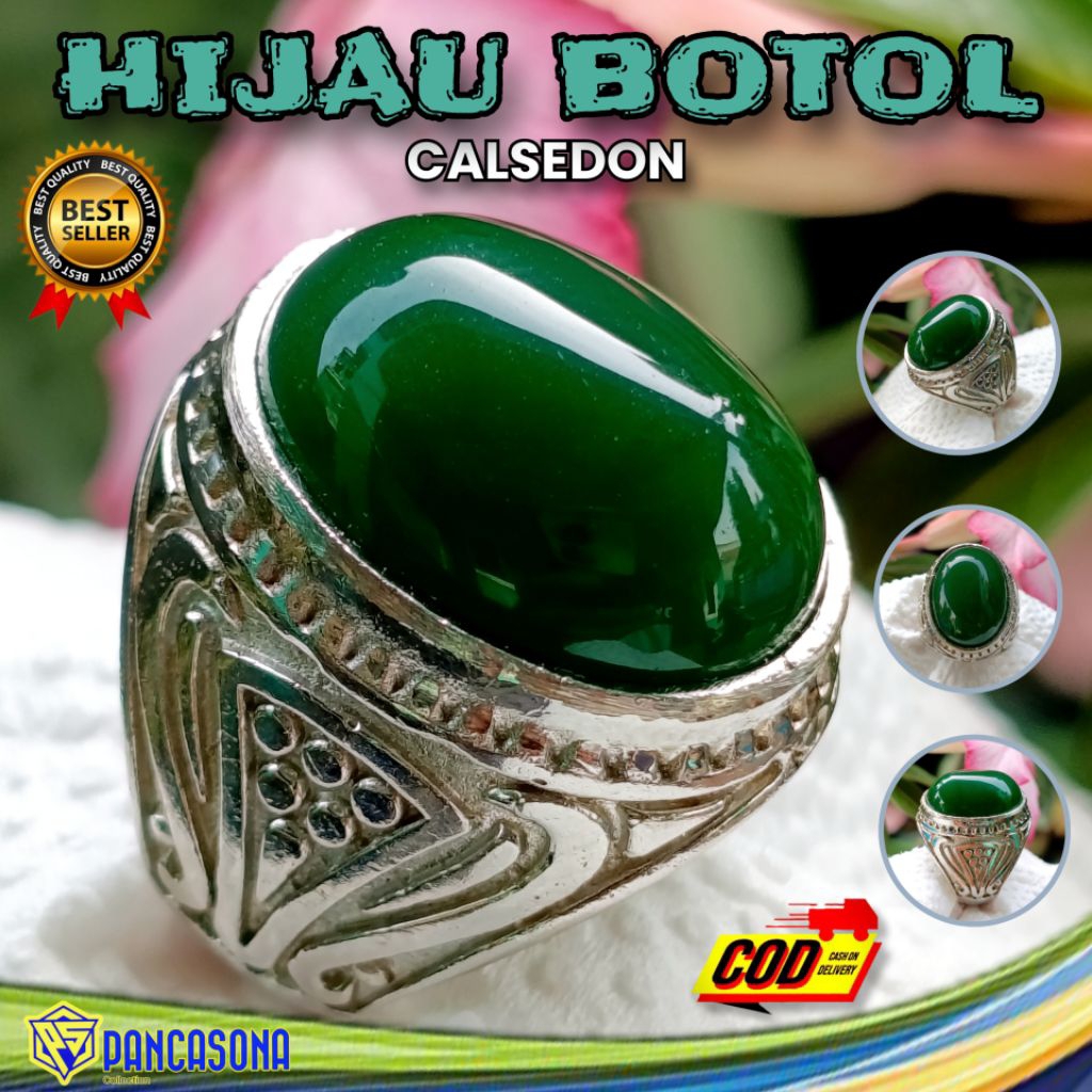 CINCIN BATU AKIK HIJAU BOTOL GARUT SUPER ALPAKA ANTI KARAT