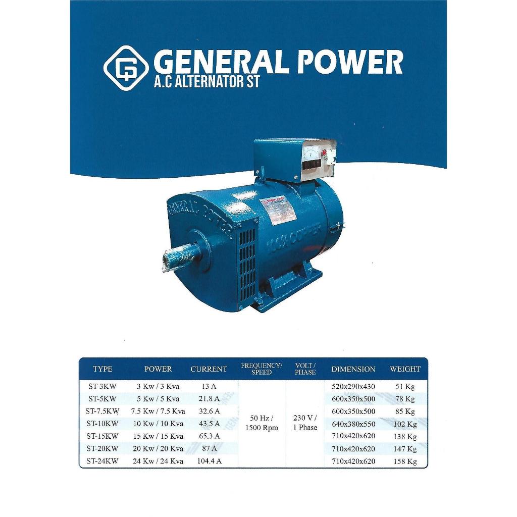 Dinamo Alternator General 1 Fasa 3KW 5KW