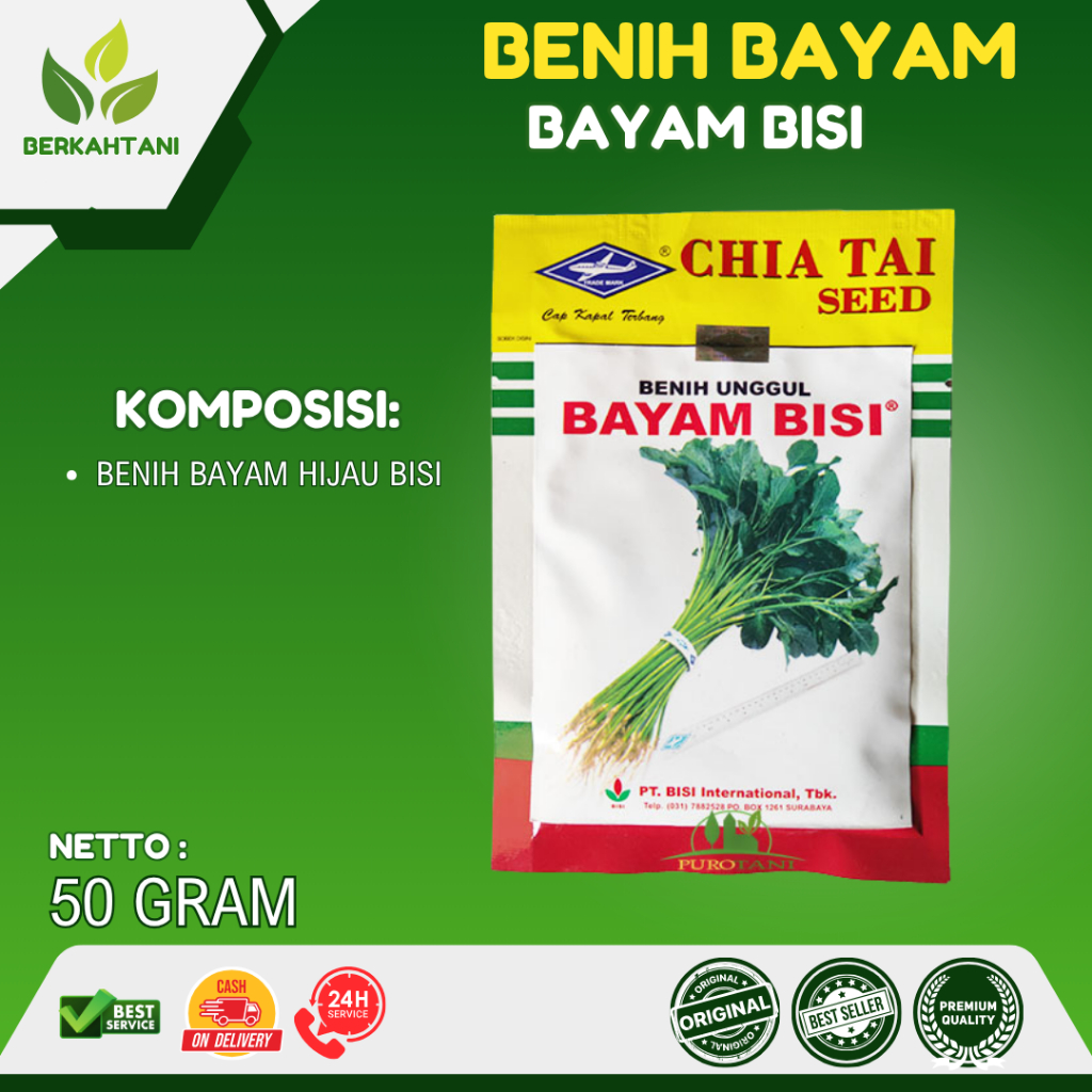 Benih Bayam Bisi Bayam Hijau Loli 50 Gram Hibrida