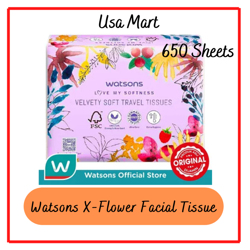 Watsons X-Flower Facial Tissue 650's / Tissue Watsons 650 sheets / Tissue Wajah Watsons 650sheets