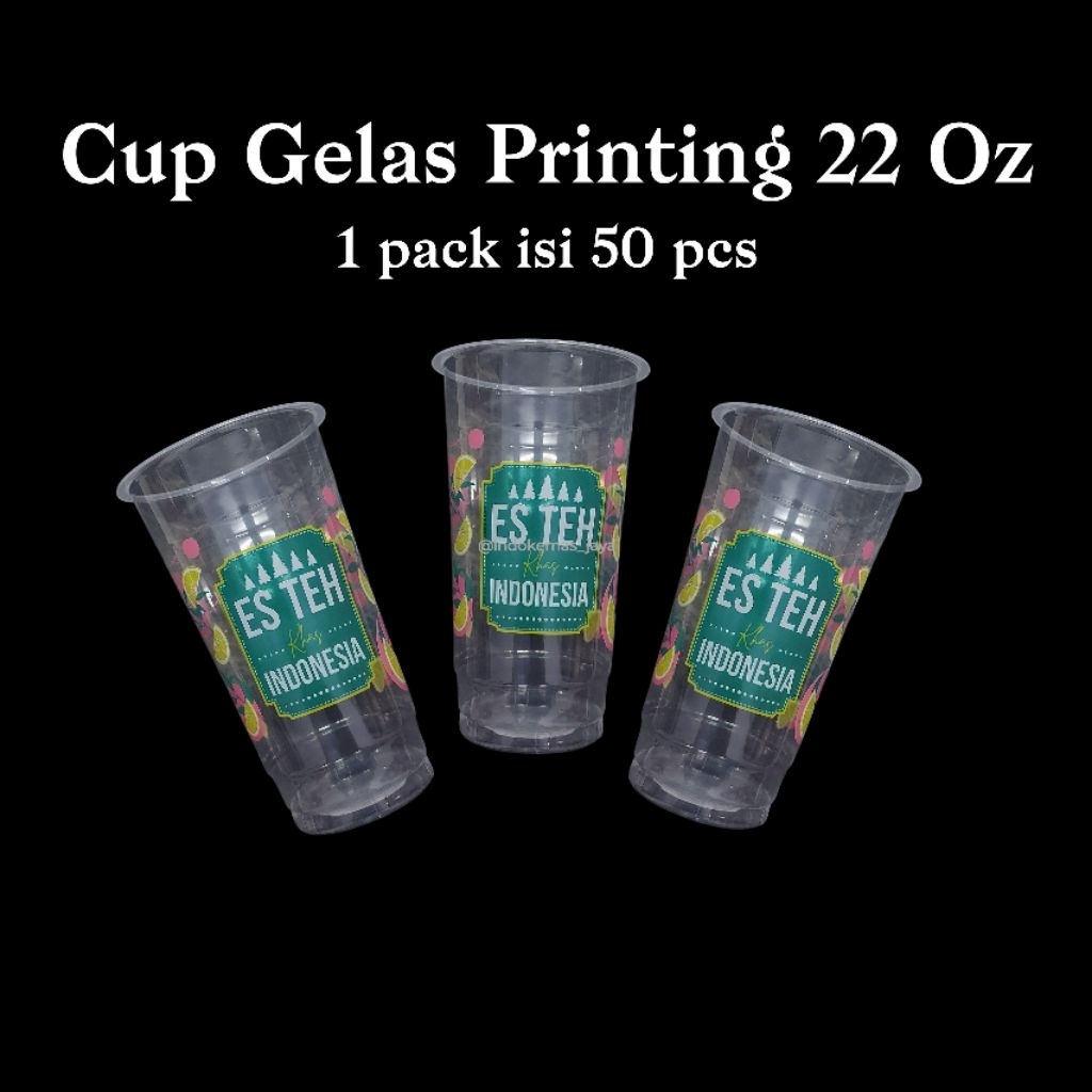 [ 5 slop ] Cup Gelas Printing 22 Oz/ Gelas 22 Oz Motif/ Gelas Teh Jumbo Printing/ Gelas Plastik 22 O