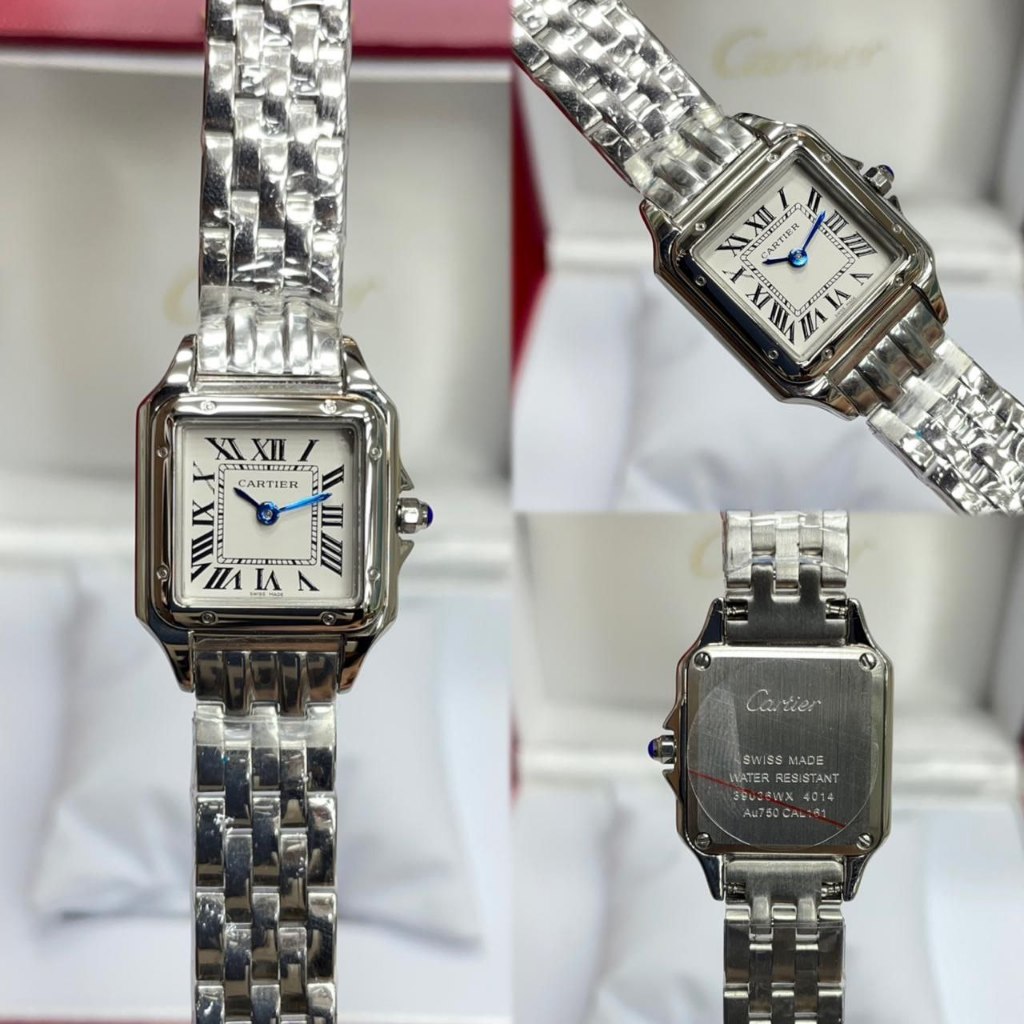 Jam Tangan Cartier Super - Quartz Silver Stainless Steel Authentic Fesyen Watch Free Box