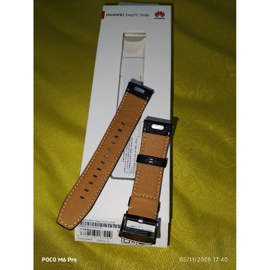 STRAP HUAWEI WATCH GT 6 BLACK LEATHER ORI