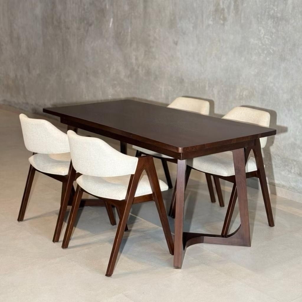 set meja makan minimalis kayu jati, dining set kayu jati, dining chair, kursi A