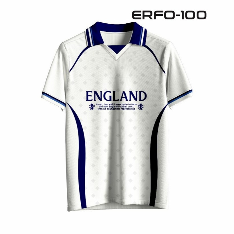 ERFO Jersey Inggris Retro Euro 96 Kaos Bola Vintage Klasik Pria ERFO-100 Bahan Dryfit Milano Premium