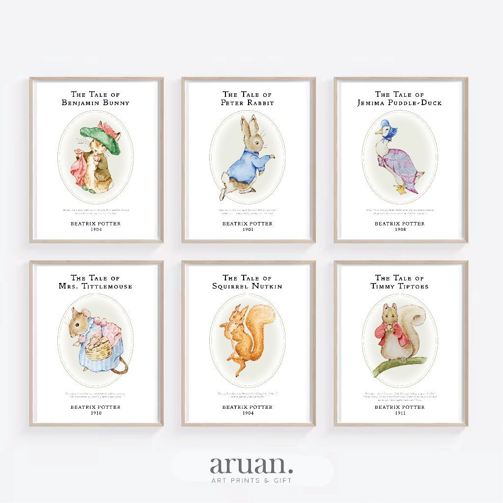 Poster Anak Peter Rabbit Beatrix Potter Wall Decor Poster Minimalis