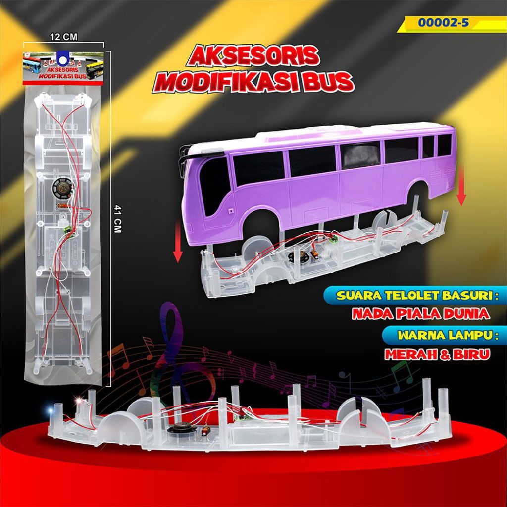Chasis Bus Telolet Nada Piala Dunia/Led-Aksesories Modifikasi Mainan/Miniatur Bus Telolet Basuri