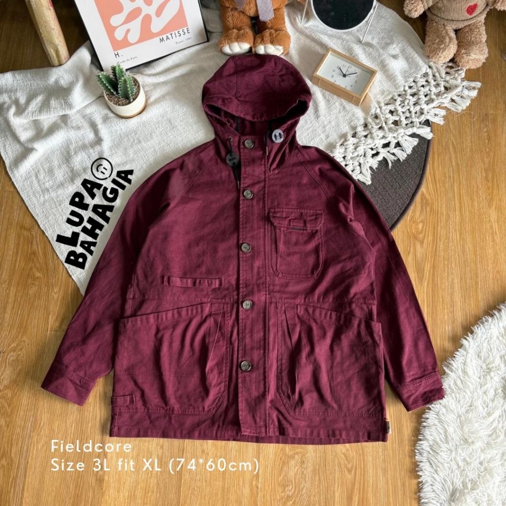 FIELDCORE Maroon Cotton Parka Jaket size 3L fit XL • 100% Original