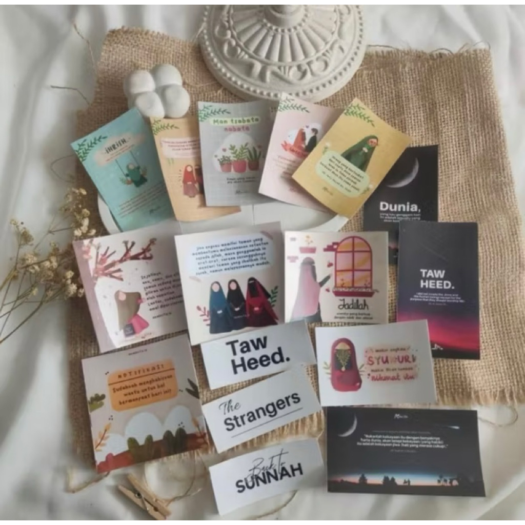 Sticker / Postcard Quotes Islami Hiasan Dinding Dekorasi Mini Glossy Waterproofi