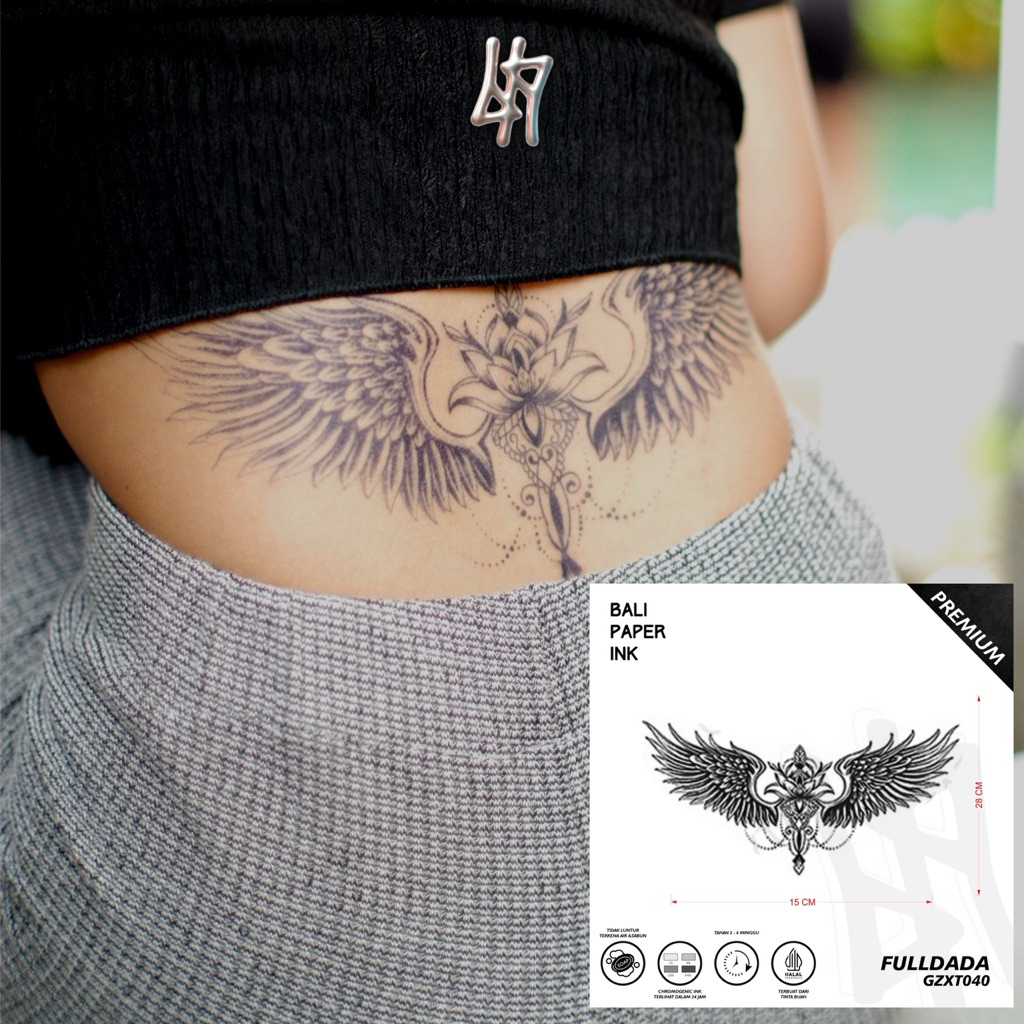 Bali Paper Ink GZXT040 Sayap BungaFruit Ink Tatto Temporary Premium Tato Temporer Full Dada - Tato D