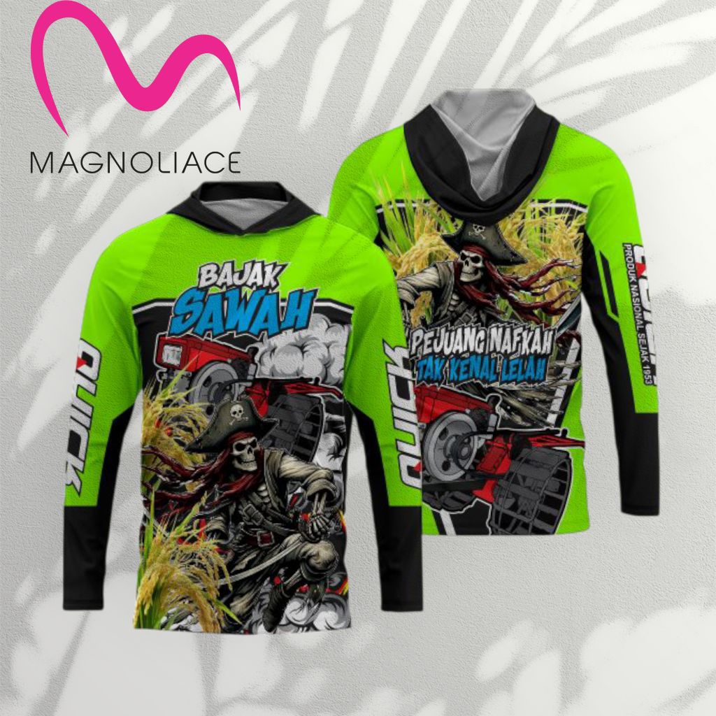 Jersey Traktor Bajak Sawah Quick Tangan Panjang Kupluk Topi