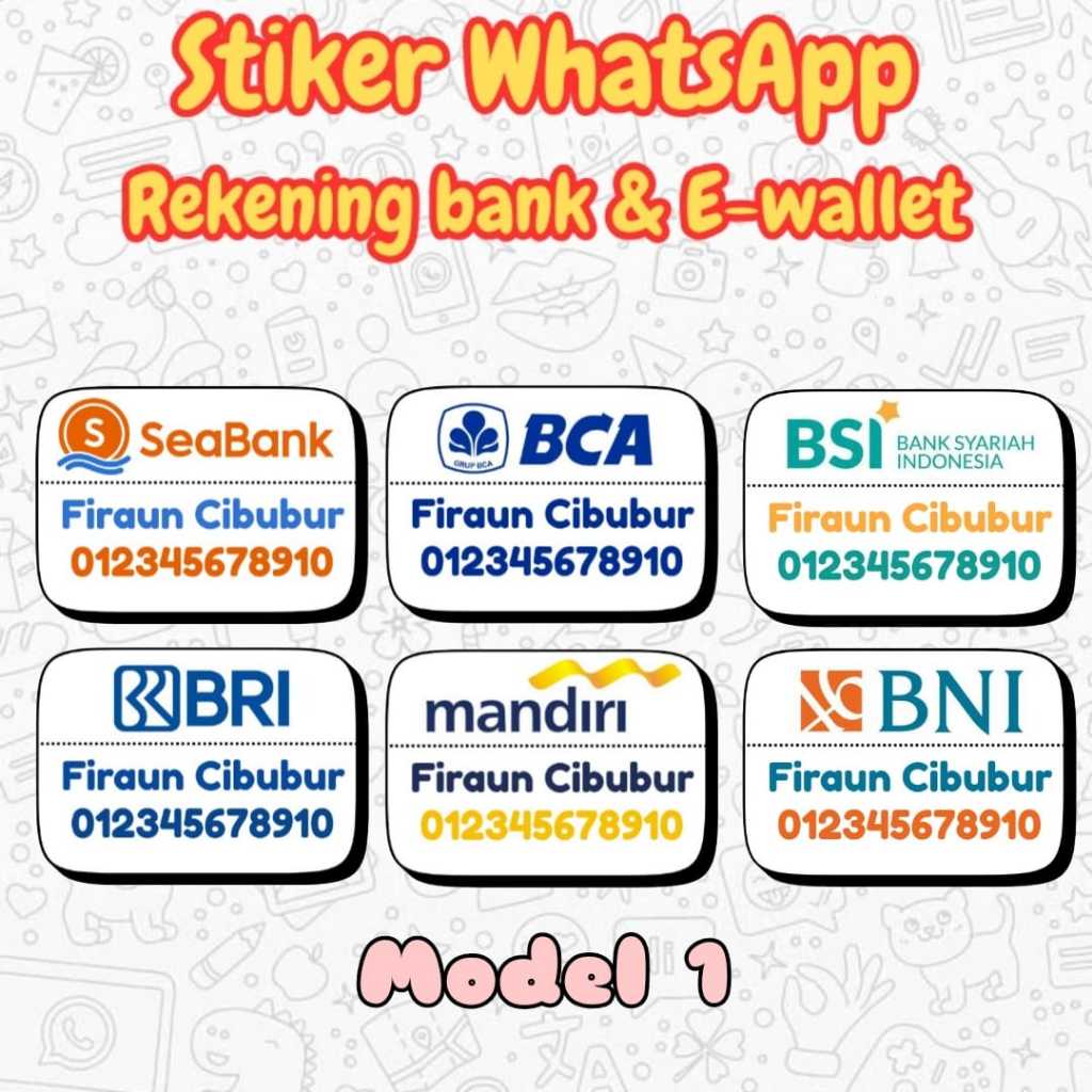 Stiker Whatsapp Nomor Rekening dan Ewallet