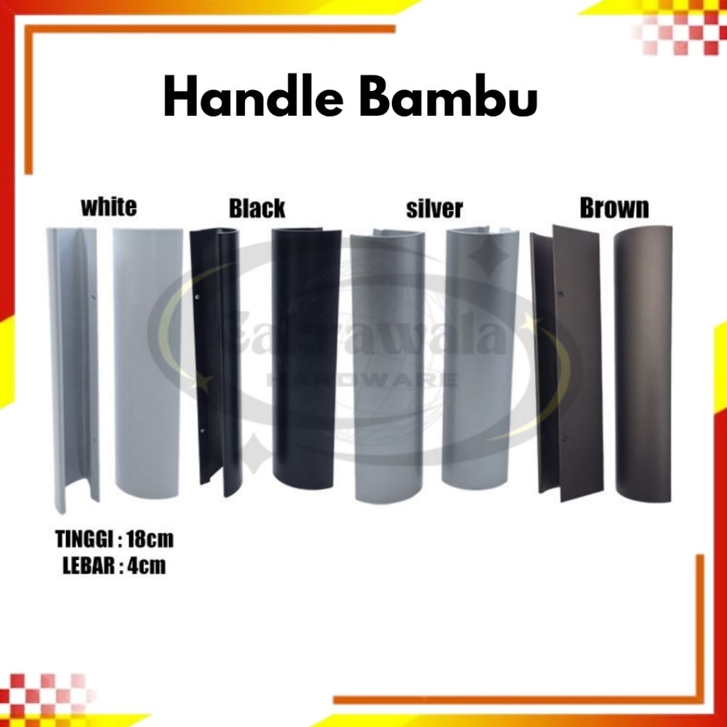 Handle Bambu Pintu Alumunium Gagang Tarikan Pintu Hitam Coklat Putih Silver