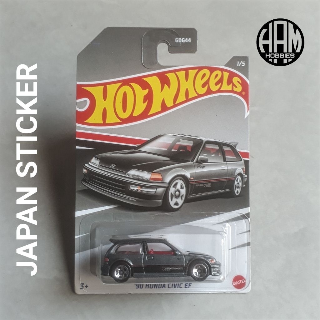 hotwheels 90 honda civic ef grey abu abu japan sticker
