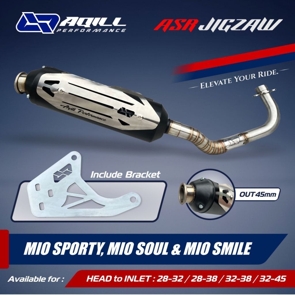 knalpot standar racing mio aqil exhaust asr jigzaw black coating