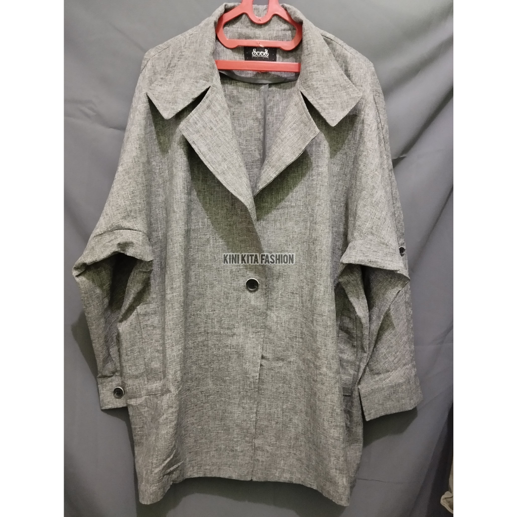 Semi Blazer Wanita Lengan Panjang Big Size (PERNAH PAKAI) Dark Grey