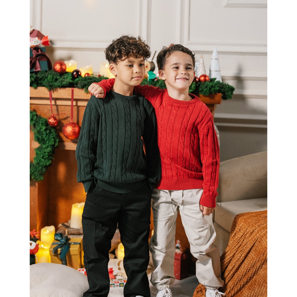 LEWIS EMMA - Cable Knit Sweater (6 Bulan-14 Tahun) Atasan Knit Anak & Bayi Laki-Laki Perempuan / Baj