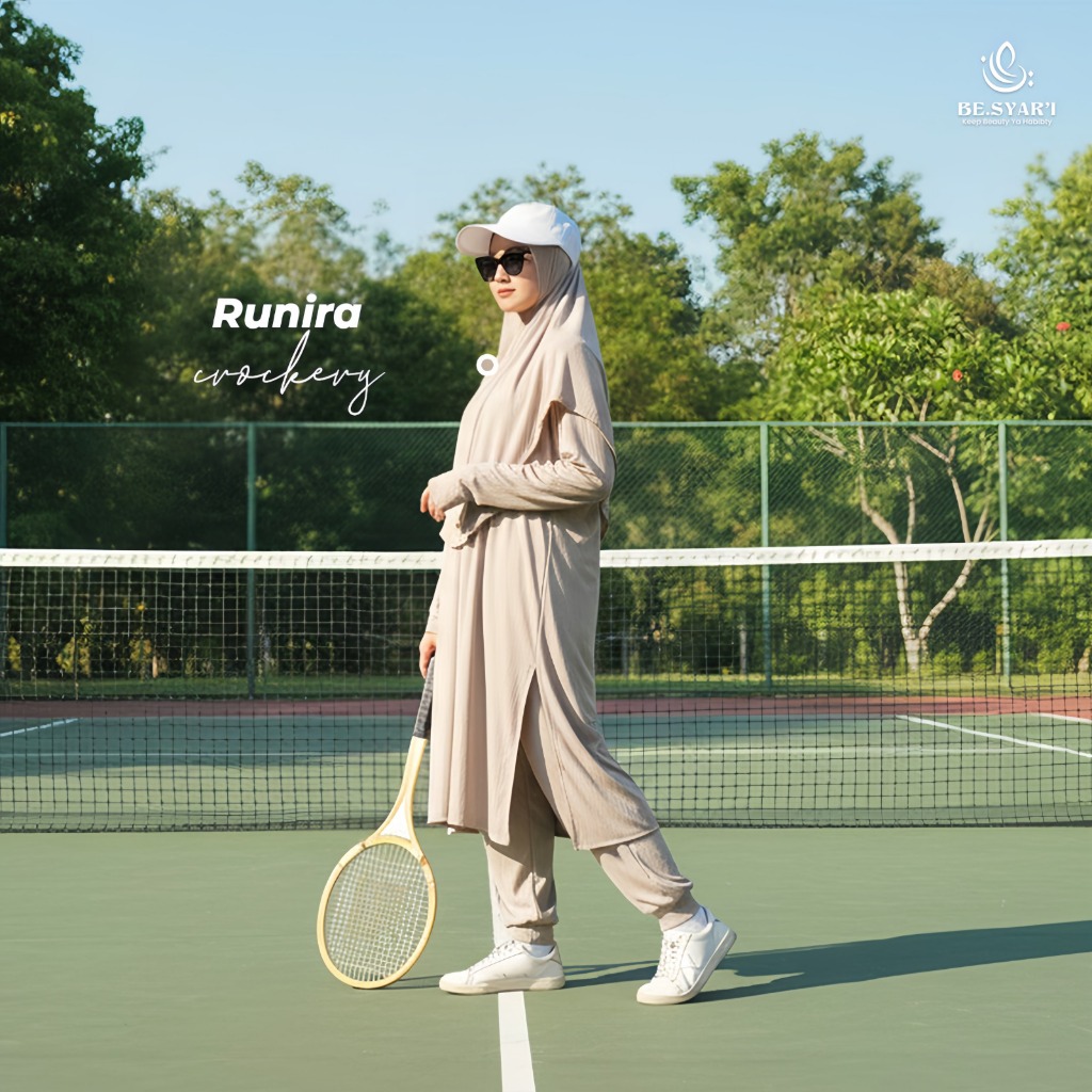 Be.Syar'i - Runira Setelan Olahraga Muslimah – Outfit Sport Hijab Tertutup, Sopan, Adem & Stylish