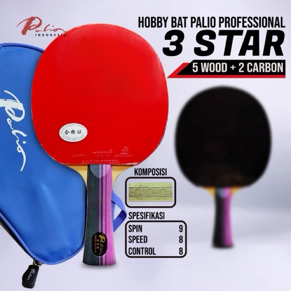 Bet Pingpong Tenis Meja PALIO 3 STAR CARBON FL Original