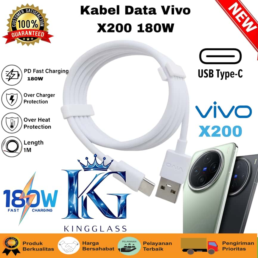 X-200 Kabel Data Vivo Original Micro Usb & Type-c Cable Vivo 1M Super Fast Charging 180W [SEN]