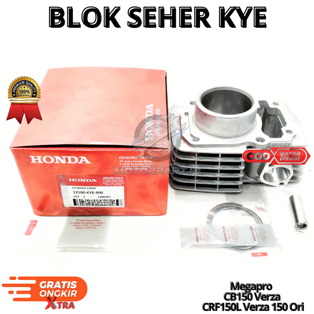 BLOK SEHER MEGAPRO NEW MONO KYE BLOK PISTON KIT SET MEGAPRO MONO ,VERZA 150 ,CRF 150 KUALITAS ASLI O