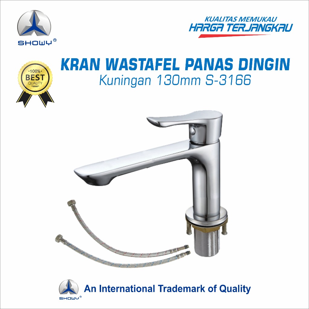 SHOWY Kran Wastafel Panas Dingin Kuningan 130mm S-3166