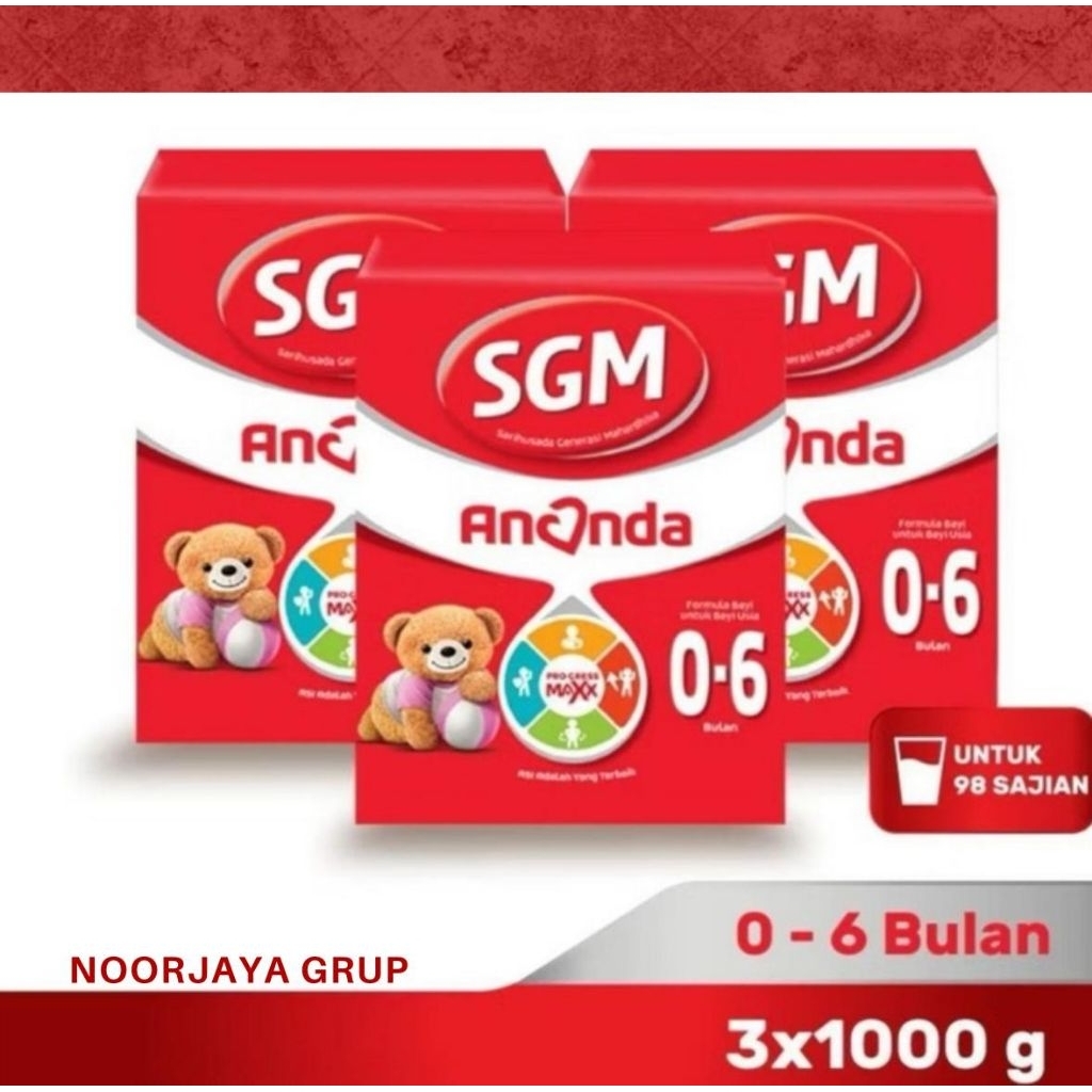SGM ANANDA 0-6 BULAN SUSU FORMULA BAYI BUBUK 3 X 1000 GR EXP 2027 LANGSUNG KIRIM PACKING AMAN PAKAI 