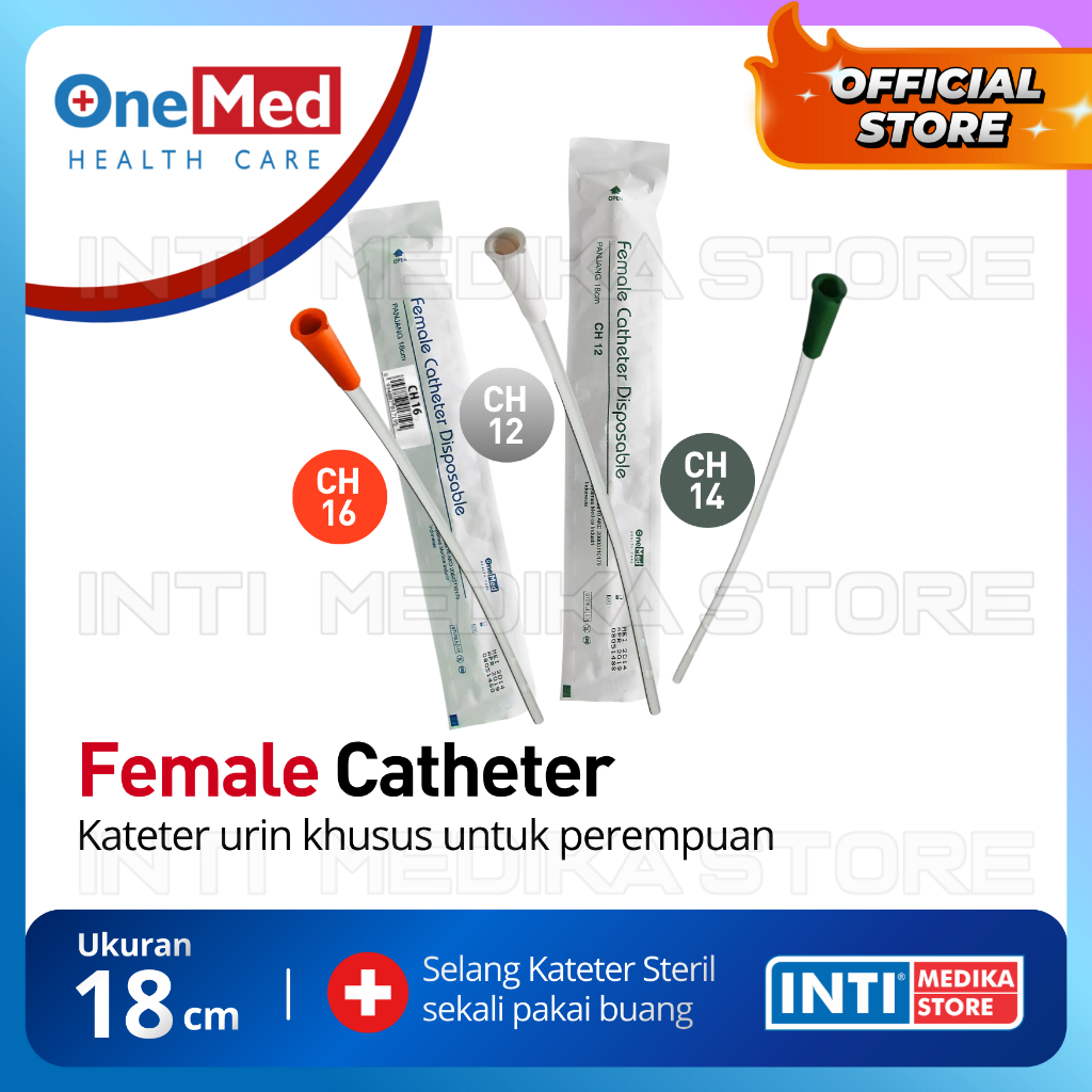 ONEMED - Female Catheter Disposable CH 12 14 16 | Kateter Urine Wanita