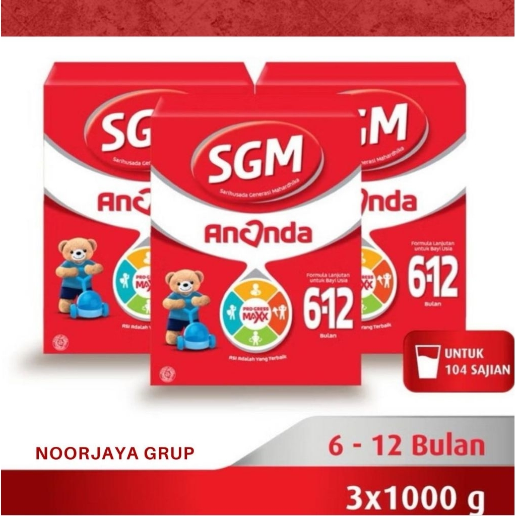 SGM ANANDA 6-12 BULAN SUSU FORMULA BAYI BUBUK 3 X 1000 GR EXP 2027 LANGSUNG KIRIM PACKING AMAN PAKAI