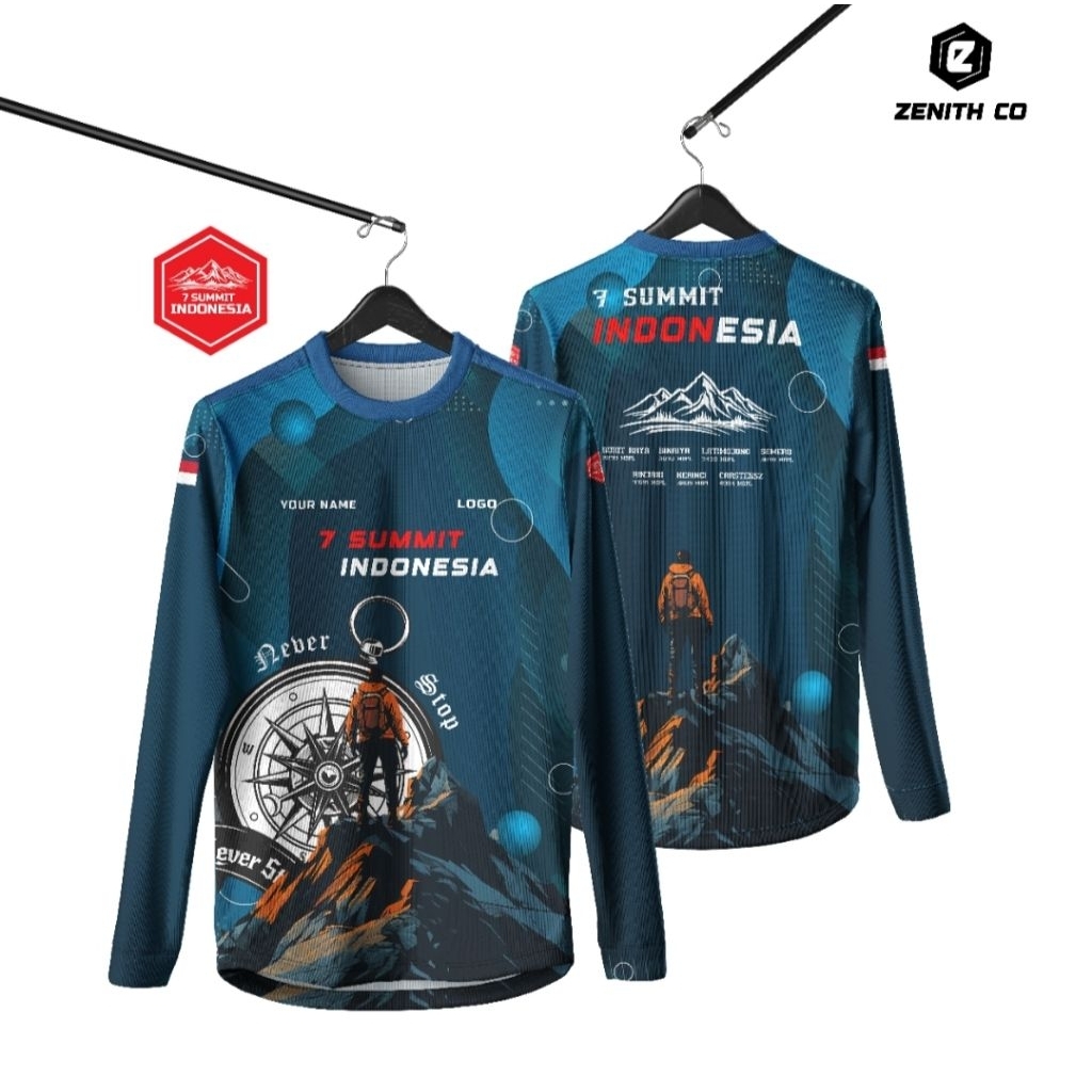 Custom Baselayer Kaos 7 Summit Indonesia / Kaos Hiking Outdoor