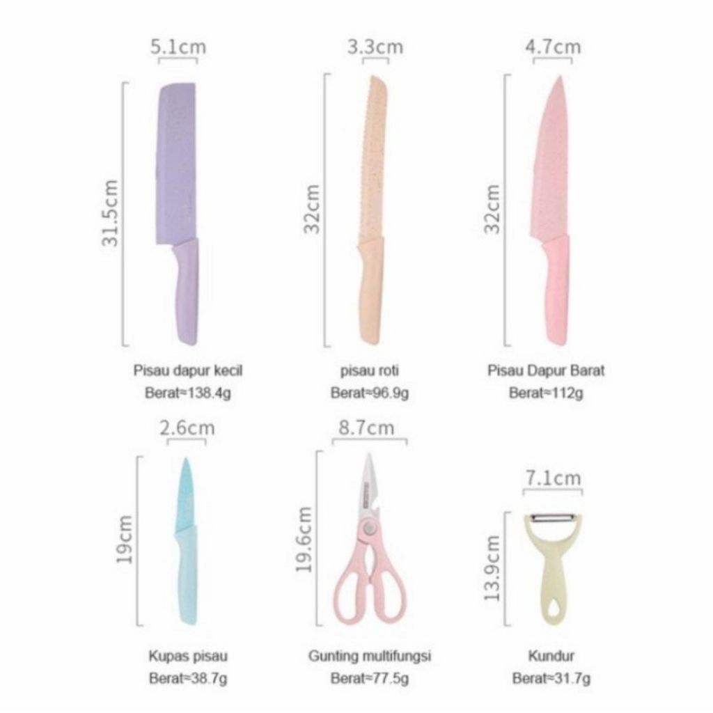 Pisau Dapur Jerami Lengkap Pisau Satu Set Pisau Dapur Jerami