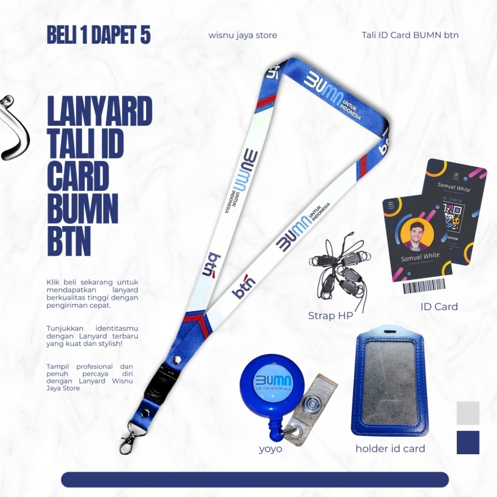 LANYARD TALI ID CARD BTN TERBARU | LANYARD BTN GROSIR TERMURAH BERKUALITAS  |  lanyard BUMN BTN