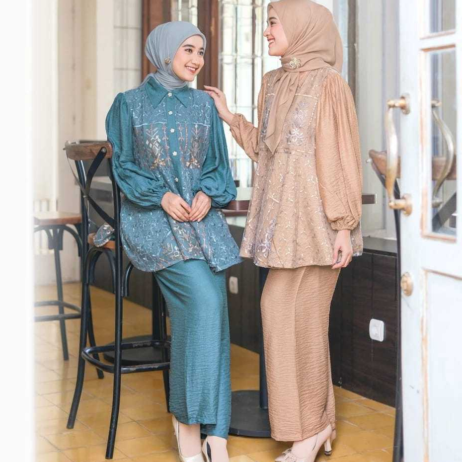 ONE SET OUTFIT AMANDA MODEL KEKINIAN // SETELAN OUTFIT KONDANGAN VIRAL // SET WANITA MUSLIM LEBARAN