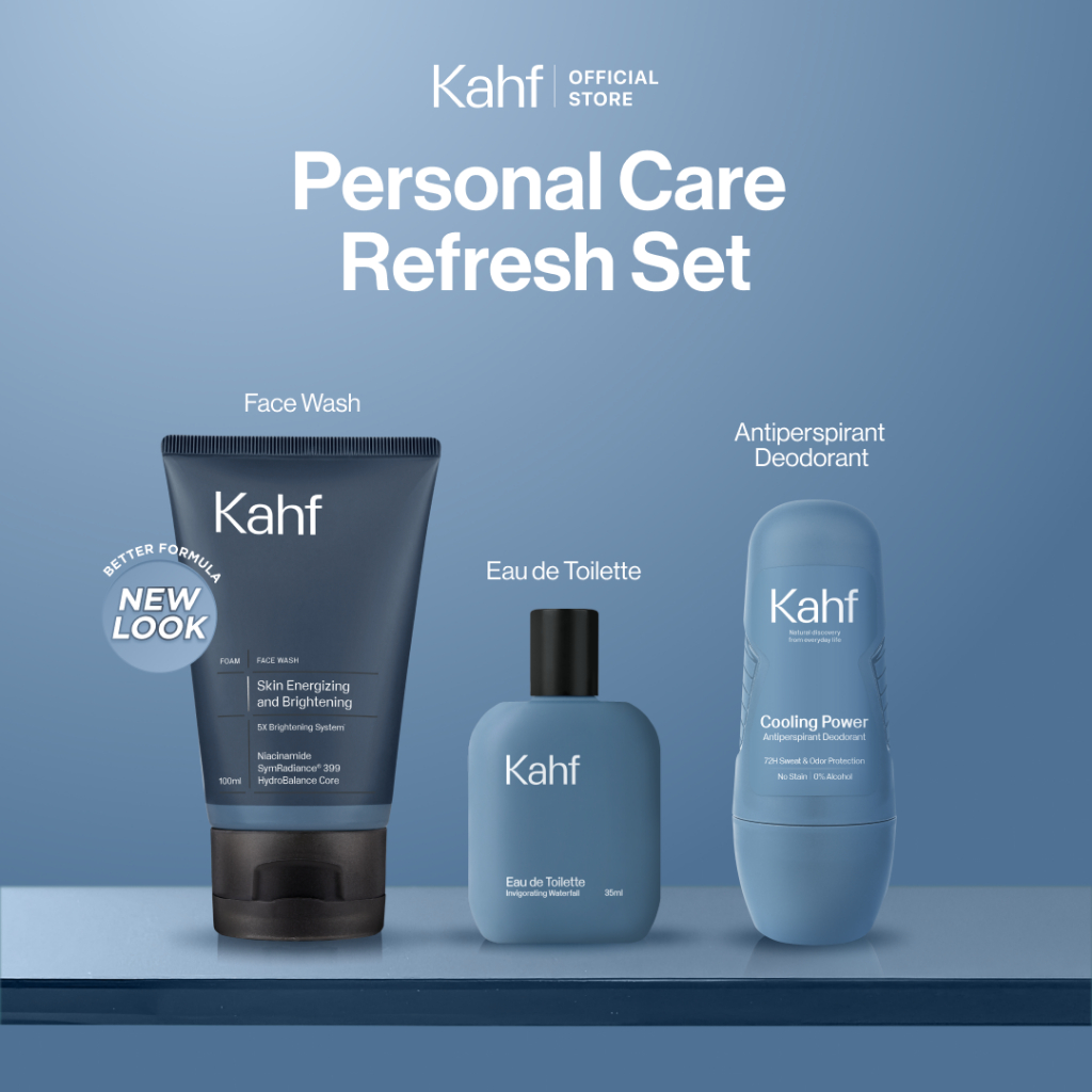 [KAHF BUNDLE 3IN1 PAKET PERAWATAN DAILY USE ESSENTIALS] Paket Refresh Set (Face Wash + Deodorant + E
