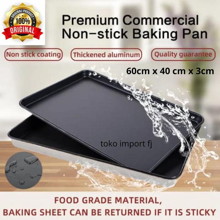LOYANG TRAY BAKING TEFLON PRESS TEBAL 40X60CM OVEN DECK ANTI LENGKET LOYANG PERSEGI PANJANG CEPER/