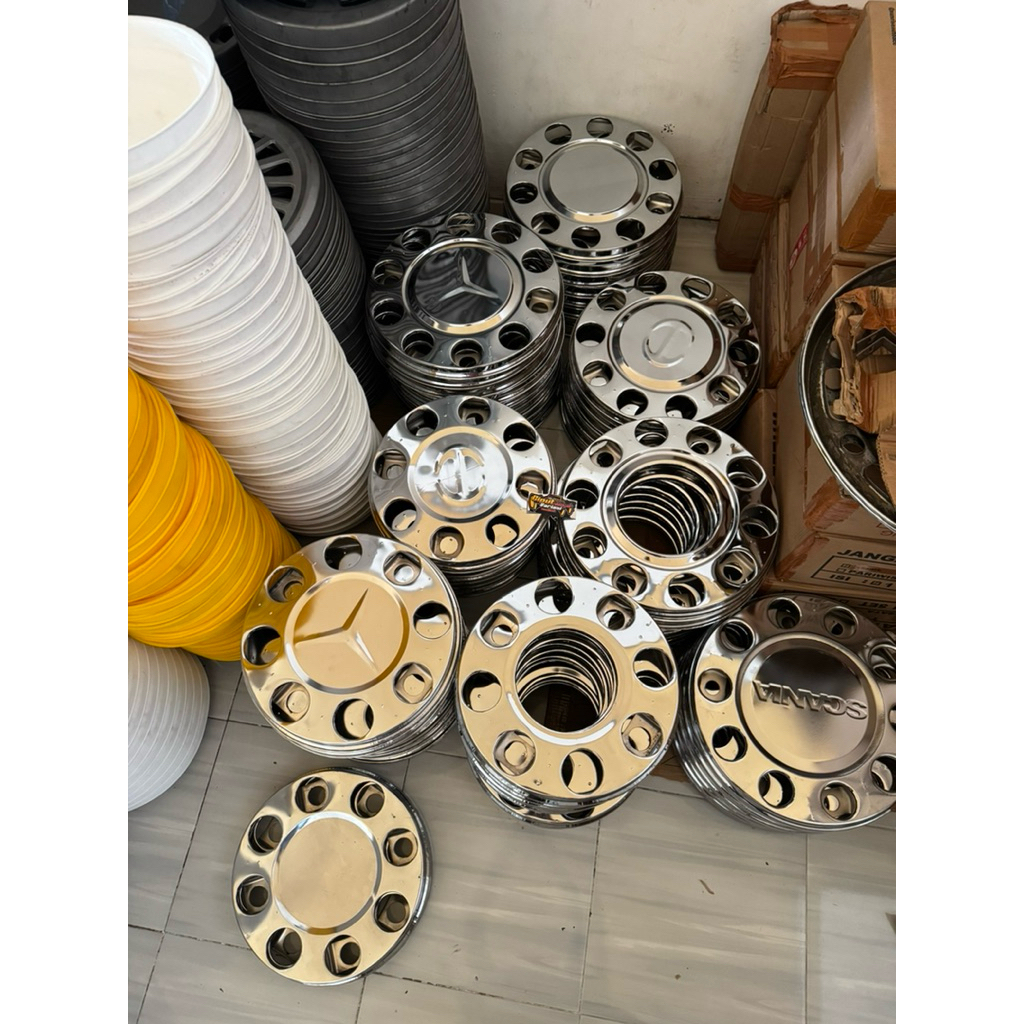 Wildop / Wheeldop Ring 20 Depan Chrome Baut Roda Lubang 10 & Lubang 8 Model Scania Hino [BIG BUS/TRU
