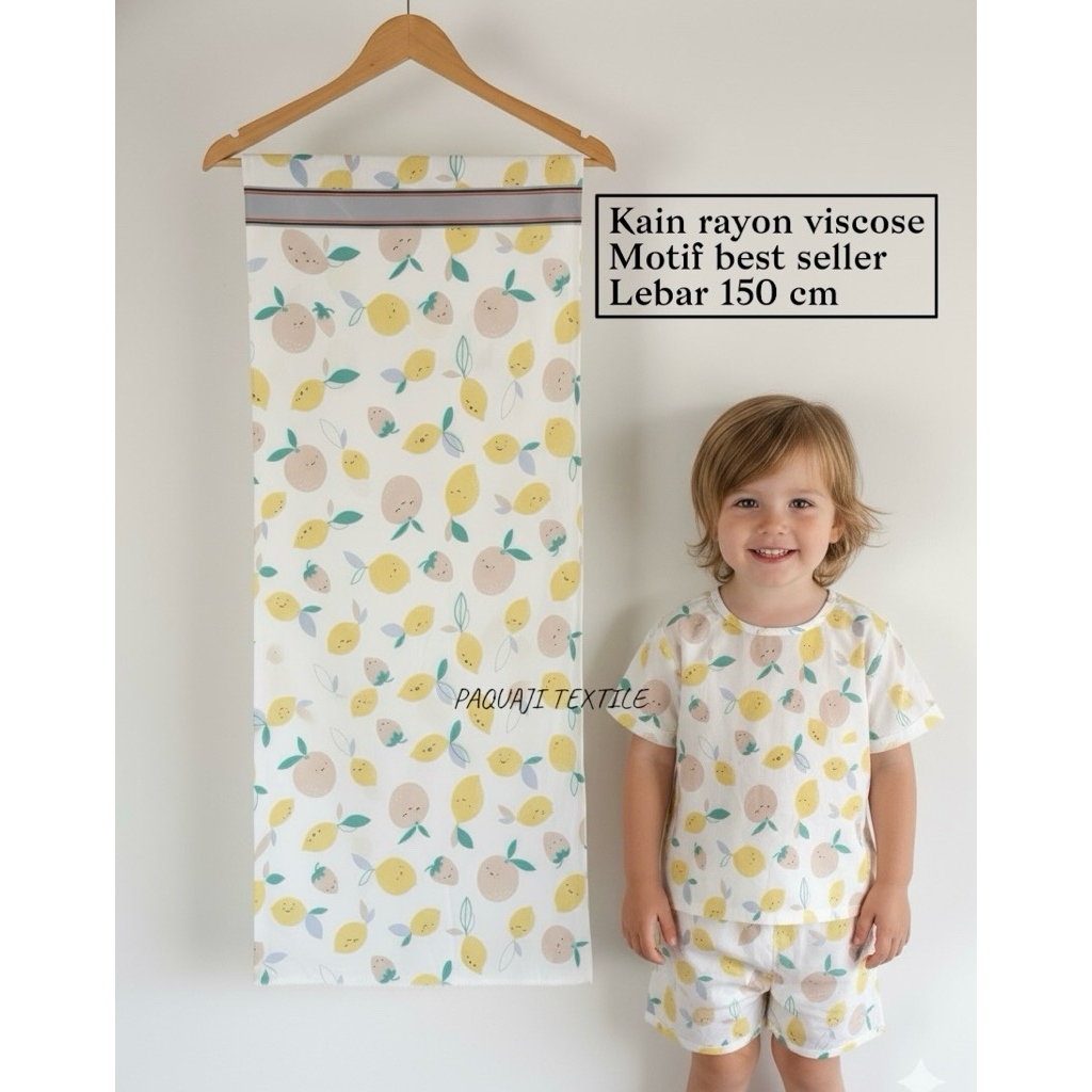 bahan kain katun rayon viscose motif anak anak/rayon motif buah terbaru/rayon motif best seller(harg