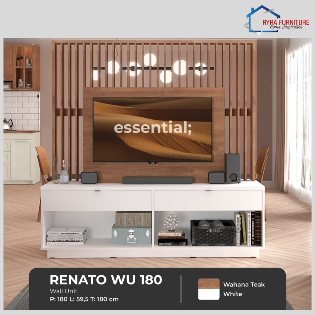 CREATIV – WALL UNIT RENATO WU 180 - LEMARI TV/MEJA TV/ WALL UNIT TV/ PARTISI RUANGAN/PENYEKAT RUANGA