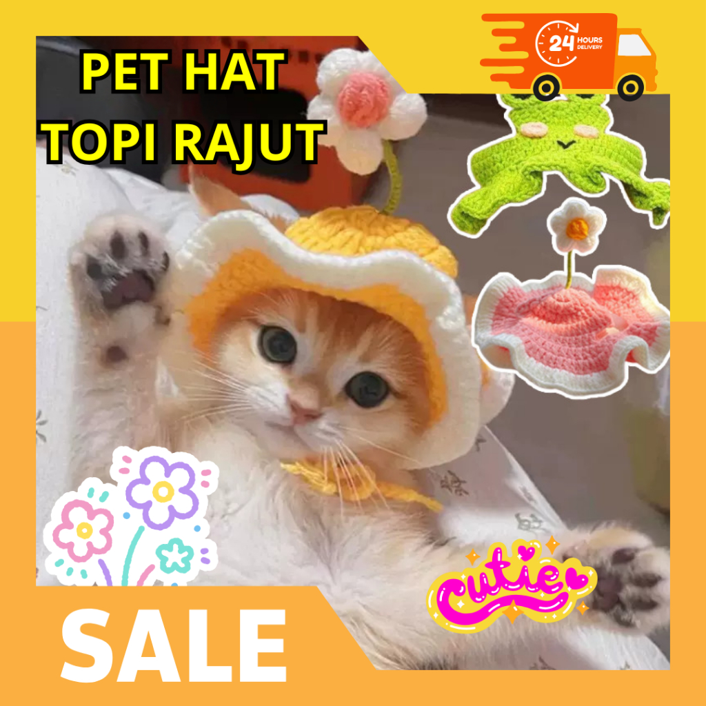 TERMURAH[SISKA PETSHOP]Topi Bucket Hat Kucing Anjing Aksesoris Kucing Anjing Trendi Topi Lucu Topi K